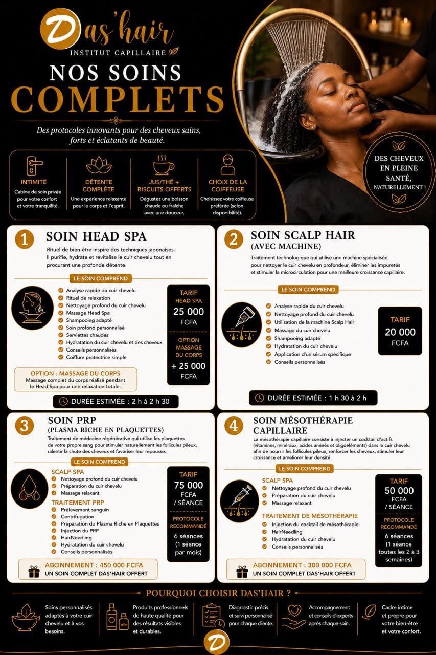 Fiche Das’hair — Nos soins complets au Spa : Head Spa, Scalp Hair, PRP, mésothérapie
